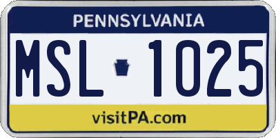PA license plate MSL1025