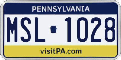 PA license plate MSL1028