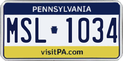 PA license plate MSL1034