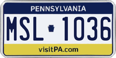 PA license plate MSL1036