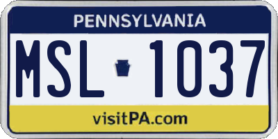 PA license plate MSL1037