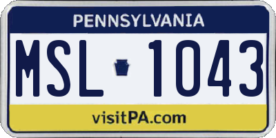 PA license plate MSL1043