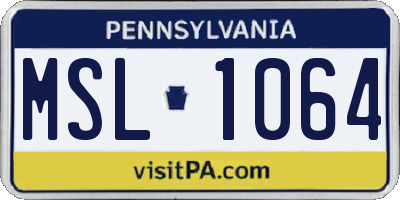 PA license plate MSL1064