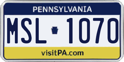 PA license plate MSL1070