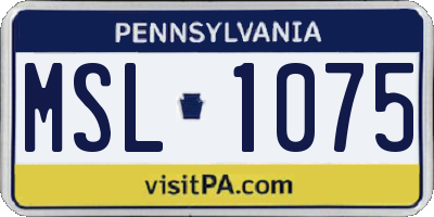 PA license plate MSL1075