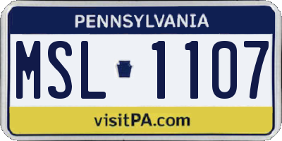 PA license plate MSL1107
