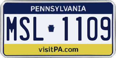 PA license plate MSL1109
