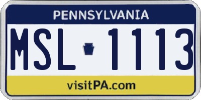PA license plate MSL1113