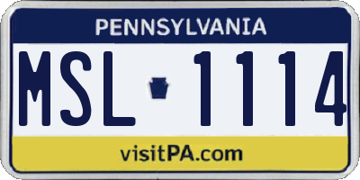 PA license plate MSL1114