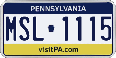PA license plate MSL1115