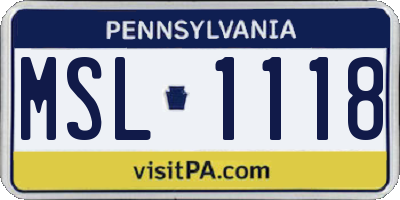 PA license plate MSL1118