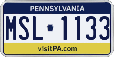 PA license plate MSL1133