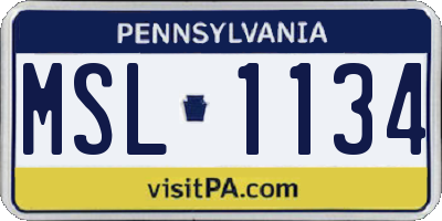 PA license plate MSL1134