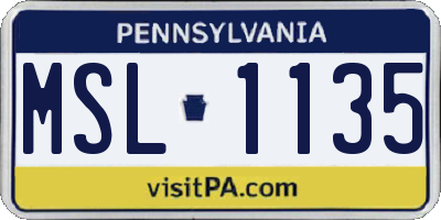 PA license plate MSL1135