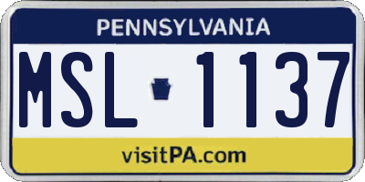 PA license plate MSL1137