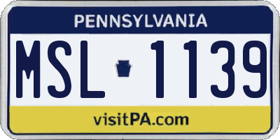 PA license plate MSL1139