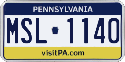 PA license plate MSL1140