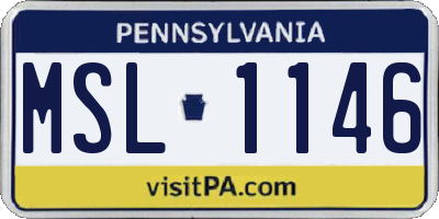 PA license plate MSL1146