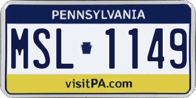 PA license plate MSL1149