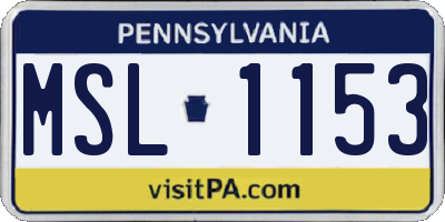 PA license plate MSL1153