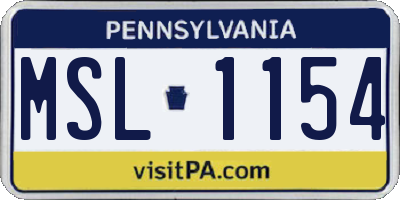 PA license plate MSL1154