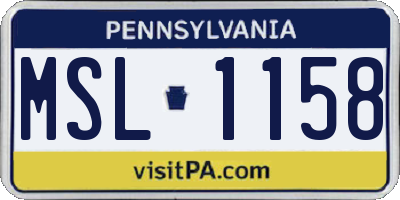 PA license plate MSL1158