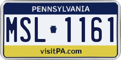 PA license plate MSL1161