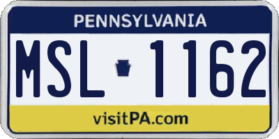 PA license plate MSL1162