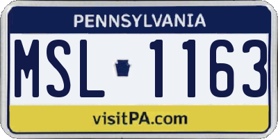 PA license plate MSL1163