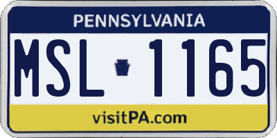 PA license plate MSL1165