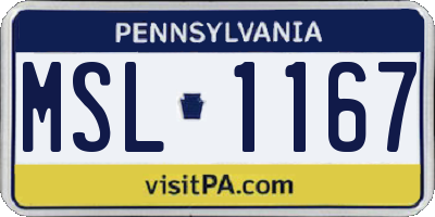 PA license plate MSL1167
