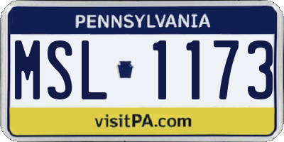 PA license plate MSL1173