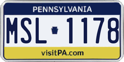 PA license plate MSL1178