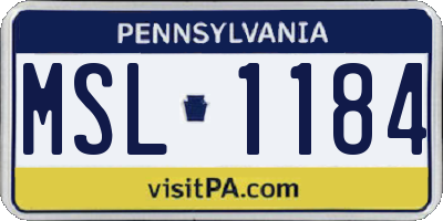 PA license plate MSL1184