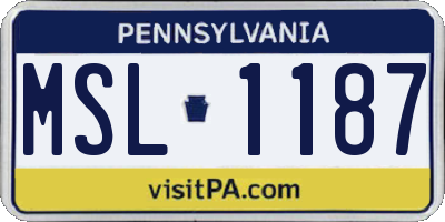 PA license plate MSL1187