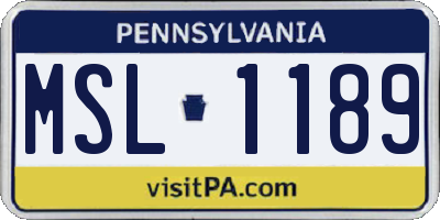 PA license plate MSL1189