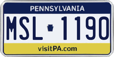 PA license plate MSL1190