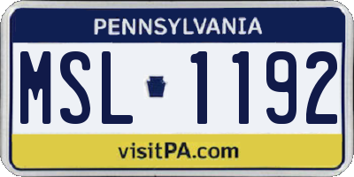 PA license plate MSL1192
