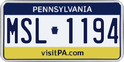 PA license plate MSL1194