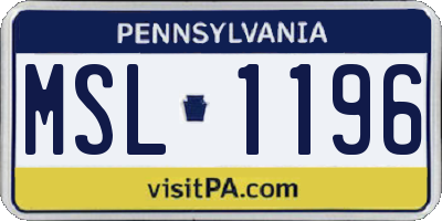PA license plate MSL1196