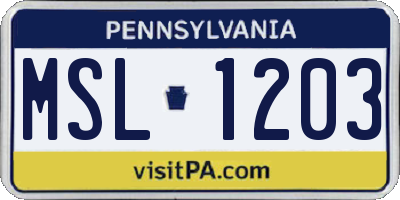 PA license plate MSL1203