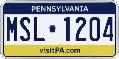 PA license plate MSL1204