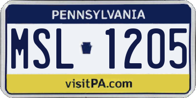 PA license plate MSL1205