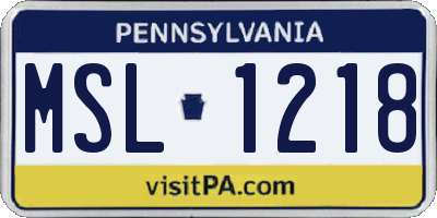PA license plate MSL1218