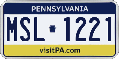 PA license plate MSL1221