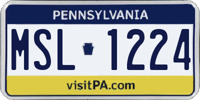 PA license plate MSL1224