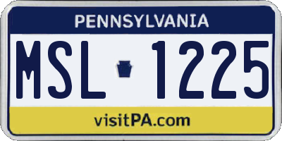 PA license plate MSL1225