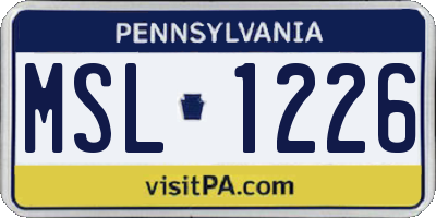PA license plate MSL1226