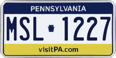 PA license plate MSL1227