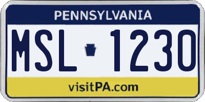 PA license plate MSL1230